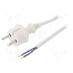 Cablu alimentare AC, 2m, 2 fire, culoare alb, cabluri, CEE 7/17 (C) mufa, PLASTROL - W-98361