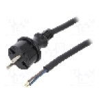 Cablu alimentare AC, 2m, 2 fire, culoare negru, cabluri, CEE 7/17 (C) mufa, PLASTROL - W-97197