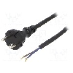 Cablu alimentare AC, 2m, 2 fire, culoare negru, cabluri, CEE 7/17 (C) mufa, PLASTROL - W-97255