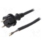 Cablu alimentare AC, 2m, 2 fire, culoare negru, cabluri, CEE 7/17 (C) mufa, PLASTROL - W-97260
