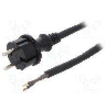 Cablu alimentare AC, 2m, 2 fire, culoare negru, cabluri, CEE 7/17 (C) mufa, PLASTROL - W-97260