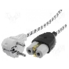 Cablu alimentare AC, 2m, 3 fire, culoare alb, CEE 7/7 (E/F) ştecar in unghi, NZU-1 mufa, JONEX - SN39-3/07/2BW