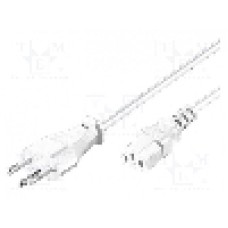 Cablu alimentare AC, 2m, 3 fire, culoare alb, IEC C13 mama, SEV-1011 (J) mufa, Goobay - 94015