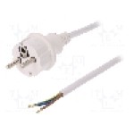 Cablu alimentare AC, 2m, 3 fire, culoare alb, cabluri, CEE 7/7 (E/F) mufa, SCHUKO mufa, PLASTROL - W-98371
