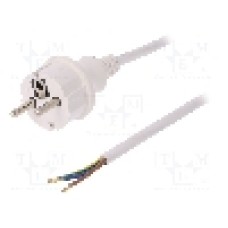 Cablu alimentare AC, 2m, 3 fire, culoare alb, cabluri, CEE 7/7 (E/F) mufa, SCHUKO mufa, PLASTROL - W-98371