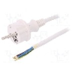 Cablu alimentare AC, 2m, 3 fire, culoare alb, cabluri, CEE 7/7 (E/F) mufa, SCHUKO mufa, PLASTROL - W-98381