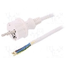Cablu alimentare AC, 2m, 3 fire, culoare alb, cabluri, CEE 7/7 (E/F) mufa, SCHUKO mufa, PLASTROL - W-98381