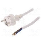Cablu alimentare AC, 2m, 3 fire, culoare alb, cabluri, CEE 7/7 (E/F) mufa, SCHUKO mufa, PLASTROL - W-98391