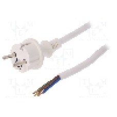 Cablu alimentare AC, 2m, 3 fire, culoare alb, cabluri, CEE 7/7 (E/F) mufa, SCHUKO mufa, PLASTROL - W-98391