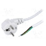 Cablu alimentare AC, 2m, 3 fire, culoare alb, cabluri, CEE 7/7 (E/F) ştecar in unghi, LIAN DUNG - 