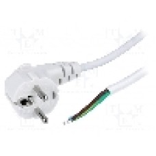 Cablu alimentare AC, 2m, 3 fire, culoare alb, cabluri, CEE 7/7 (E/F) ştecar in unghi, LIAN DUNG - 