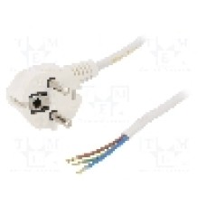 Cablu alimentare AC, 2m, 3 fire, culoare alb, cabluri, CEE 7/7 (E/F) ştecar in unghi, SCHUKO mufa, PLASTROL - W-97155