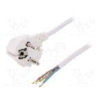 Cablu alimentare AC, 2m, 3 fire, culoare alb, cabluri, CEE 7/7 (E/F) ştecar in unghi, SCHUKO mufa, PLASTROL - W-97167