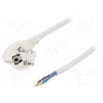 Cablu alimentare AC, 2m, 3 fire, culoare alb, cabluri, CEE 7/7 (E/F) ştecar in unghi, SCHUKO mufa, PLASTROL - W-97179