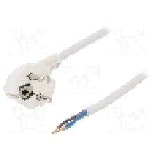 Cablu alimentare AC, 2m, 3 fire, culoare alb, cabluri, CEE 7/7 (E/F) ştecar in unghi, SCHUKO mufa, PLASTROL - W-97179