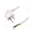 Cablu alimentare AC, 2m, 3 fire, culoare alb, cabluri, CEE 7/7 (E/F) ştecar in unghi, SCHUKO mufa, PLASTROL - W-98007