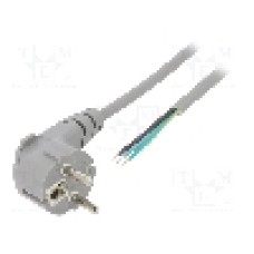 Cablu alimentare AC, 2m, 3 fire, culoare gri, cabluri, CEE 7/7 (E/F) ştecar in unghi, LIAN DUNG - 