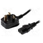 Cablu alimentare AC, 2m, 3 fire, culoare negru, BS 1363 (G) mufa, IEC C13 mama, LIAN DUNG - 