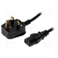 Cablu alimentare AC, 2m, 3 fire, culoare negru, BS 1363 (G) mufa, IEC C13 mama, LIAN DUNG - 