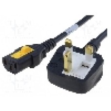 Cablu alimentare AC, 2m, 3 fire, culoare negru, BS 1363 (G) mufa, IEC C13 mama, SCHURTER - 6051.2008