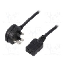 Cablu alimentare AC, 2m, 3 fire, culoare negru, BS 1363 (G) mufa, IEC C19 mama, LIAN DUNG - 