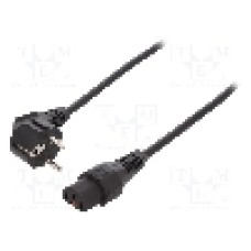 Cablu alimentare AC, 2m, 3 fire, culoare negru, CEE 7/7 (E/F) ştecar in unghi, IEC C13 mama, IEC LOCK - IEC-EL182S