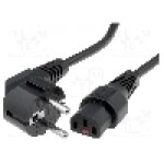 Cablu alimentare AC, 2m, 3 fire, culoare negru, CEE 7/7 (E/F) ştecar in unghi, IEC C13 mama, SCHAFFNER - IL13-EU1-H05-3100-200