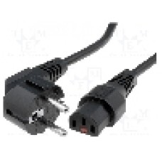 Cablu alimentare AC, 2m, 3 fire, culoare negru, CEE 7/7 (E/F) ştecar in unghi, IEC C13 mama, SCHAFFNER - IL13-EU1-H05-3100-200