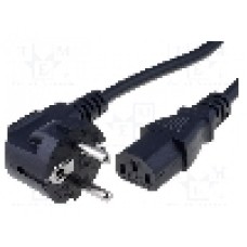 Cablu alimentare AC, 2m, 3 fire, culoare negru, CEE 7/7 (E/F) ştecar in unghi, IEC C13 mama, SCHURTER - 6004.0114