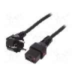 Cablu alimentare AC, 2m, 3 fire, culoare negru, CEE 7/7 (E/F) ştecar in unghi, IEC C19 mama, IEC LOCK - IEC-EL262S