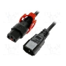Cablu alimentare AC, 2m, 3 fire, culoare negru, IEC C13 mama, IEC C14 tata, IEC LOCK - IEC-PC1526