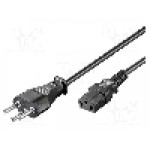 Cablu alimentare AC, 2m, 3 fire, culoare negru, IEC C13 mama, SEV-1011 (J) mufa, Goobay - 93617