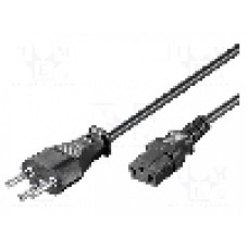 Cablu alimentare AC, 2m, 3 fire, culoare negru, IEC C13 mama, SEV-1011 (J) mufa, Goobay - 93617