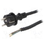 Cablu alimentare AC, 2m, 3 fire, culoare negru, cabluri, CEE 7/7 (E/F) mufa, SCHUKO mufa, PLASTROL - W-97212
