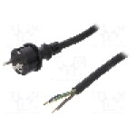 Cablu alimentare AC, 2m, 3 fire, culoare negru, cabluri, CEE 7/7 (E/F) mufa, SCHUKO mufa, PLASTROL - W-97217