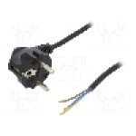 Cablu alimentare AC, 2m, 3 fire, culoare negru, cabluri, CEE 7/7 (E/F) ştecar in unghi, SCHUKO mufa, PLASTROL - W-97156