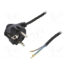 Cablu alimentare AC, 2m, 3 fire, culoare negru, cabluri, CEE 7/7 (E/F) ştecar in unghi, SCHUKO mufa, PLASTROL - W-97156