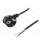Cablu alimentare AC, 2m, 3 fire, culoare negru, cabluri, CEE 7/7 (E/F) ştecar in unghi, SCHUKO mufa, PLASTROL - W-97168
