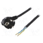 Cablu alimentare AC, 2m, 3 fire, culoare negru, CEE 7/7 (E/F) stecher in unghi, SCHUKO, PLASTROL, W-97180, T143709