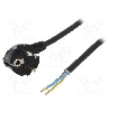 Cablu alimentare AC, 2m, 3 fire, culoare negru, CEE 7/7 (E/F) stecher in unghi, SCHUKO, PLASTROL, W-97180, T143709