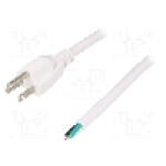 Cablu alimentare AC, 3.5m, 3 fire, culoare alb, cabluri, NEMA 5-15 (B) mufa, LIAN DUNG - 