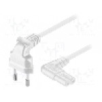 Cablu alimentare AC, 3m, 2 fire, culoare alb, CEE 7/16 (C) mufa in unghi, IEC C7 mama in unghi, Goobay - 97356