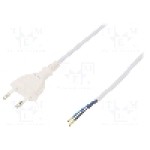 Cablu alimentare AC, 3m, 2 fire, culoare alb, cabluri, CEE 7/16 (C) mufa, PLASTROL - W-97139