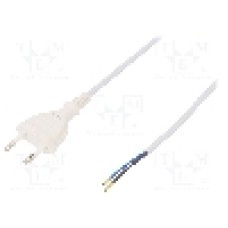 Cablu alimentare AC, 3m, 2 fire, culoare alb, cabluri, CEE 7/16 (C) mufa, PLASTROL - W-97139