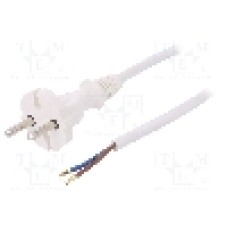 Cablu alimentare AC, 3m, 2 fire, culoare alb, cabluri, CEE 7/17 (C) mufa, PLASTROL - W-98339