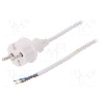 Cablu alimentare AC, 3m, 2 fire, culoare alb, cabluri, CEE 7/17 (C) mufa, PLASTROL - W-98349