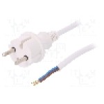 Cablu alimentare AC, 3m, 2 fire, culoare alb, cabluri, CEE 7/17 (C) mufa, PLASTROL - W-98363