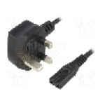 Cablu alimentare AC, 3m, 2 fire, culoare negru, BS 1363 (G) mufa, IEC C7 mama, ESPE - 