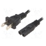 Cablu alimentare AC, 3m, 2 fire, culoare negru, IEC C7 mama, NEMA 5-15 (B) mufa, ESPE - 