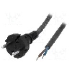 Cablu alimentare AC, 3m, 2 fire, culoare negru, cabluri, CEE 7/17 (C) mufa, JONEX - S8RR-2/15/3BK